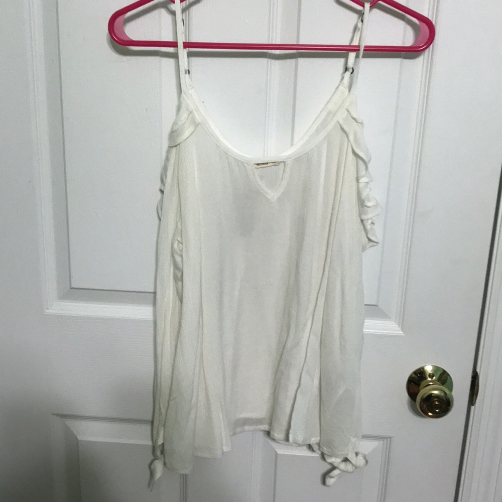White open shoulder white blouse